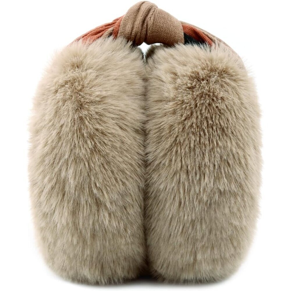 Women Winter Furry Ear Muffs Foldable Faux Fur Earmuff for Cold Weather